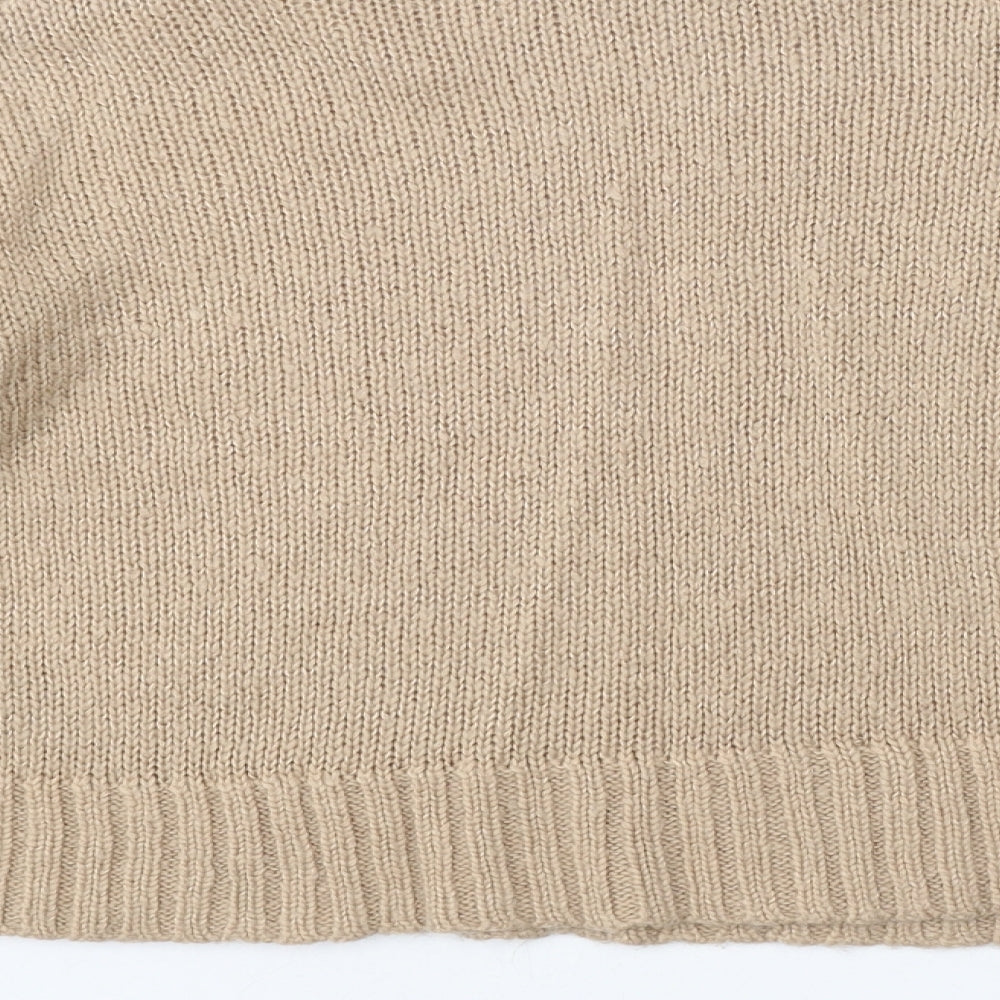 New Look Womens Beige Round Neck Acrylic Pullover Jumper Size M