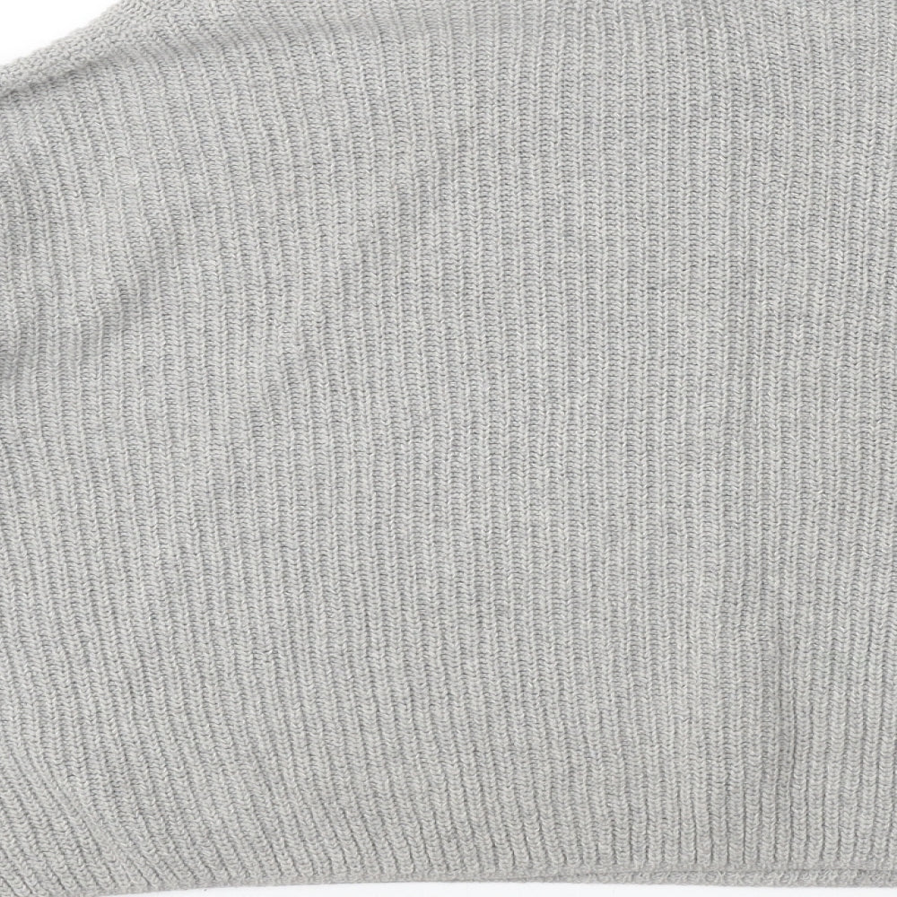 PRETTYLITTLETHING Womens Grey Boat Neck Polyester Pullover Jumper Size M
