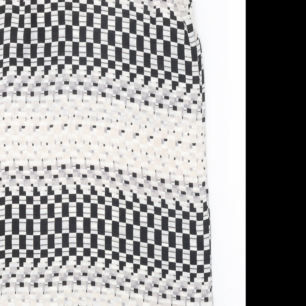 Topshop Womens White Geometric Polyester A-Line Size 12 Round Neck Pullover