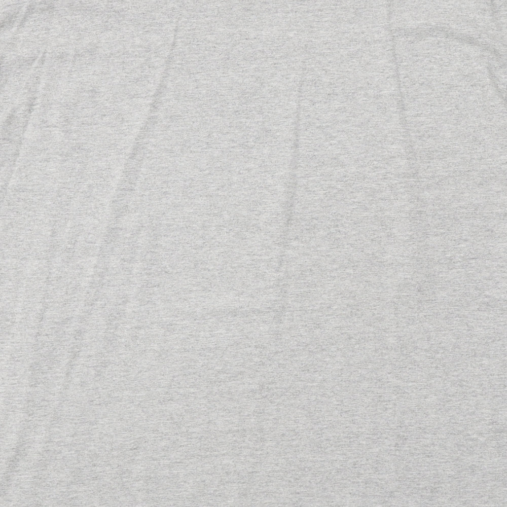 Misspap Womens Grey Cotton Basic T-Shirt Size L Round Neck