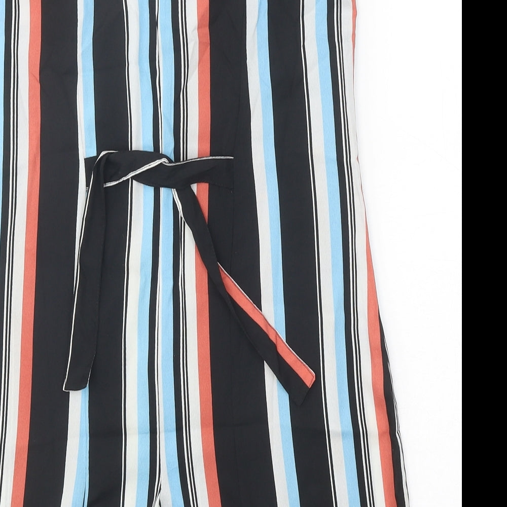 Studio Womens Black Striped Polyester Playsuit One-Piece Size 8 Button