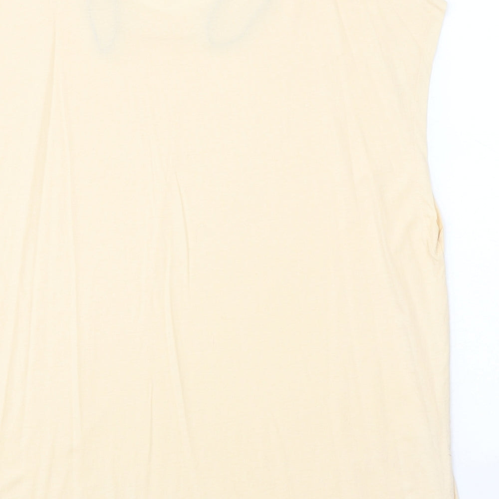 george & martha Womens Beige 100% Cotton Basic Tank Size L Round Neck