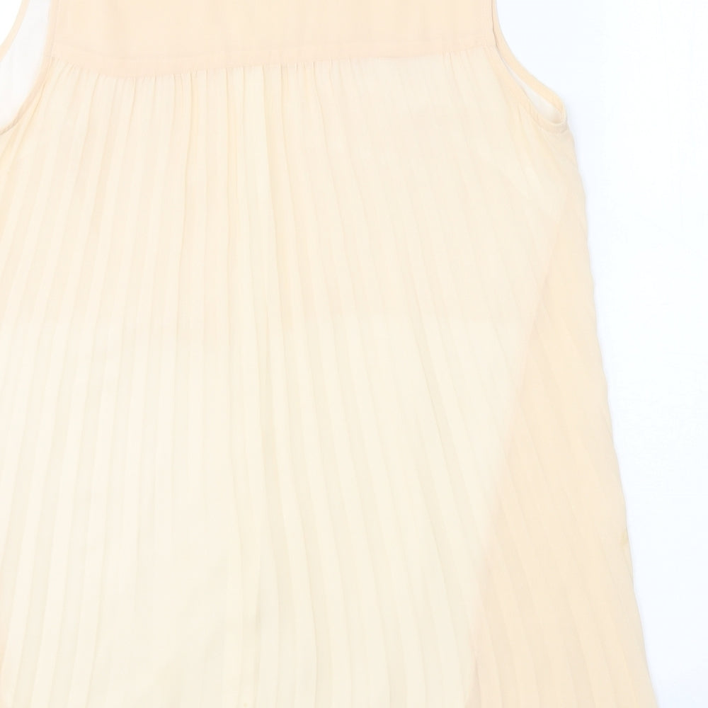 Warehouse Womens Beige Polyester Basic Tank Size 16 Collared