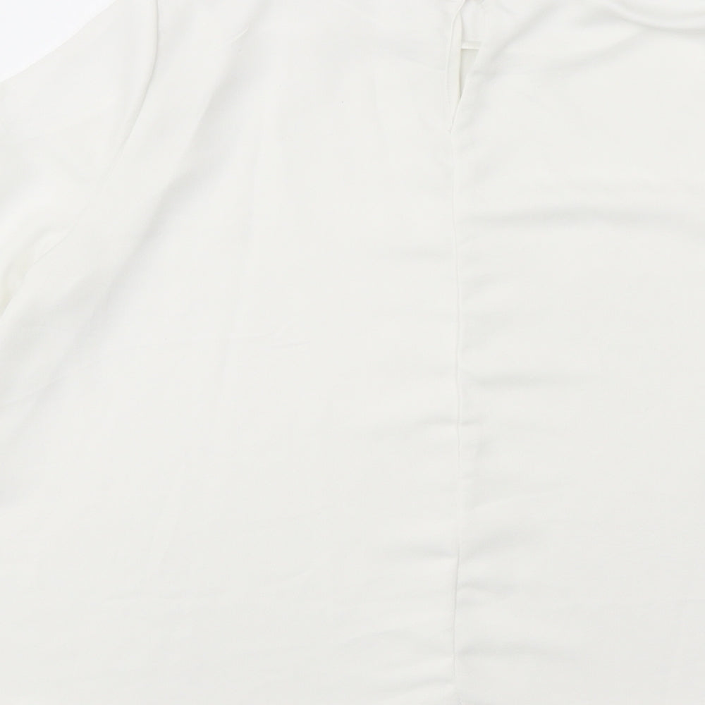 Cameo Rose Womens White Polyester Basic Blouse Size 10 Round Neck - Cold Shoulder