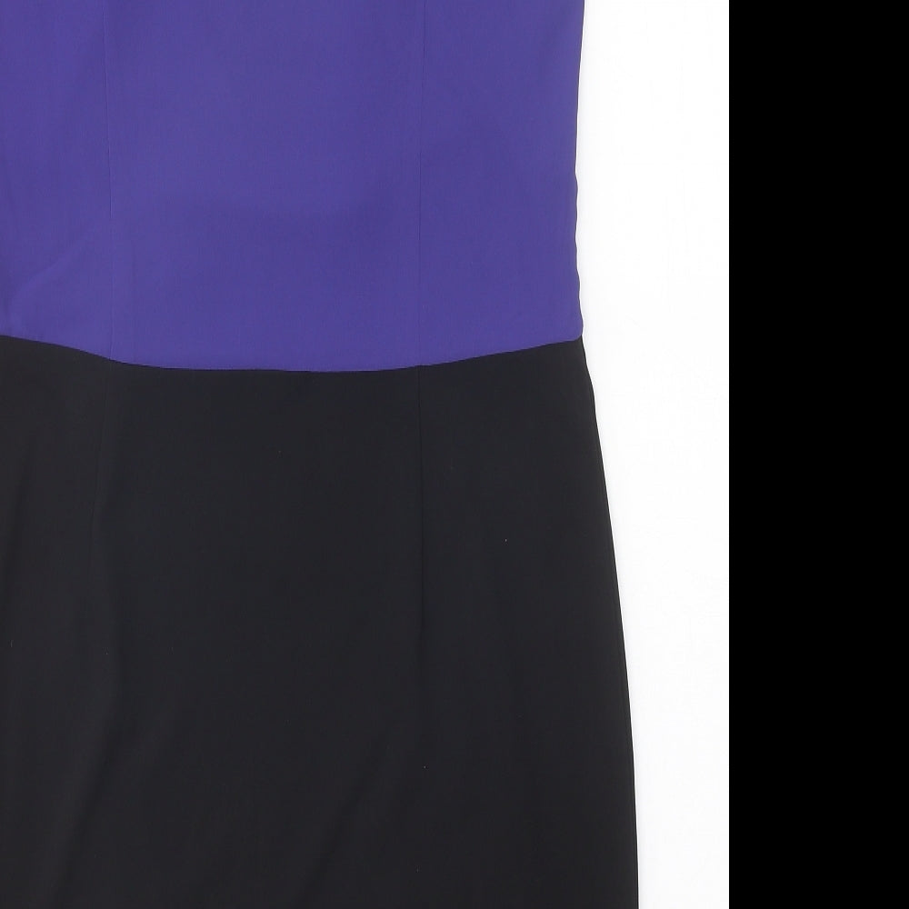 Spirit Womens Black Colourblock Polyester Bodycon Size 14 One Shoulder Pullover