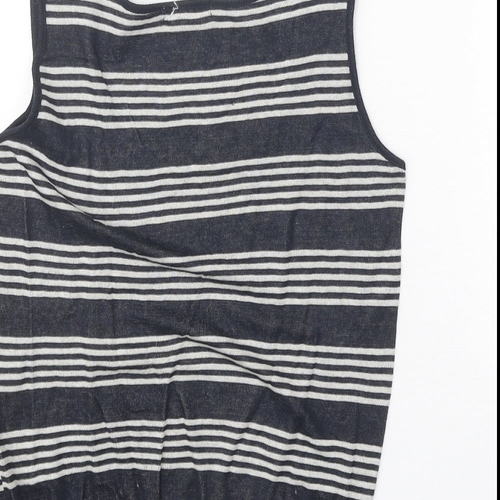 Rope Womens Black Striped Acrylic Basic Tank Size M Scoop Neck