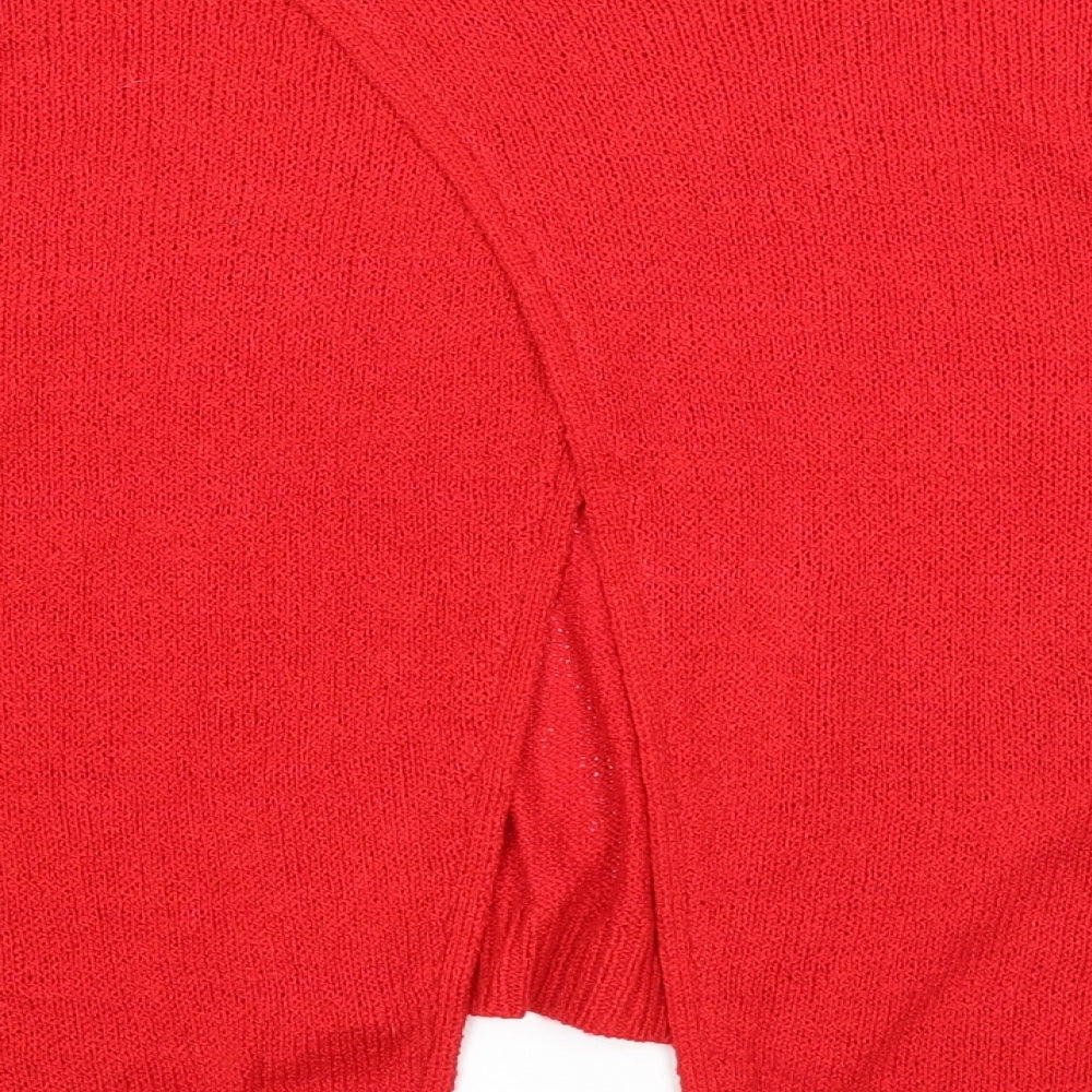 New Look Womens Red Round Neck Acrylic Pullover Jumper Size M