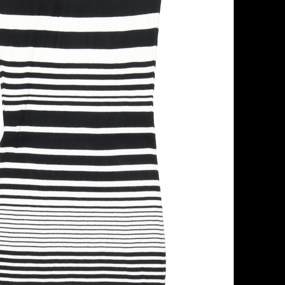 QED London Womens Black Striped Viscose A-Line Size S Round Neck Pullover
