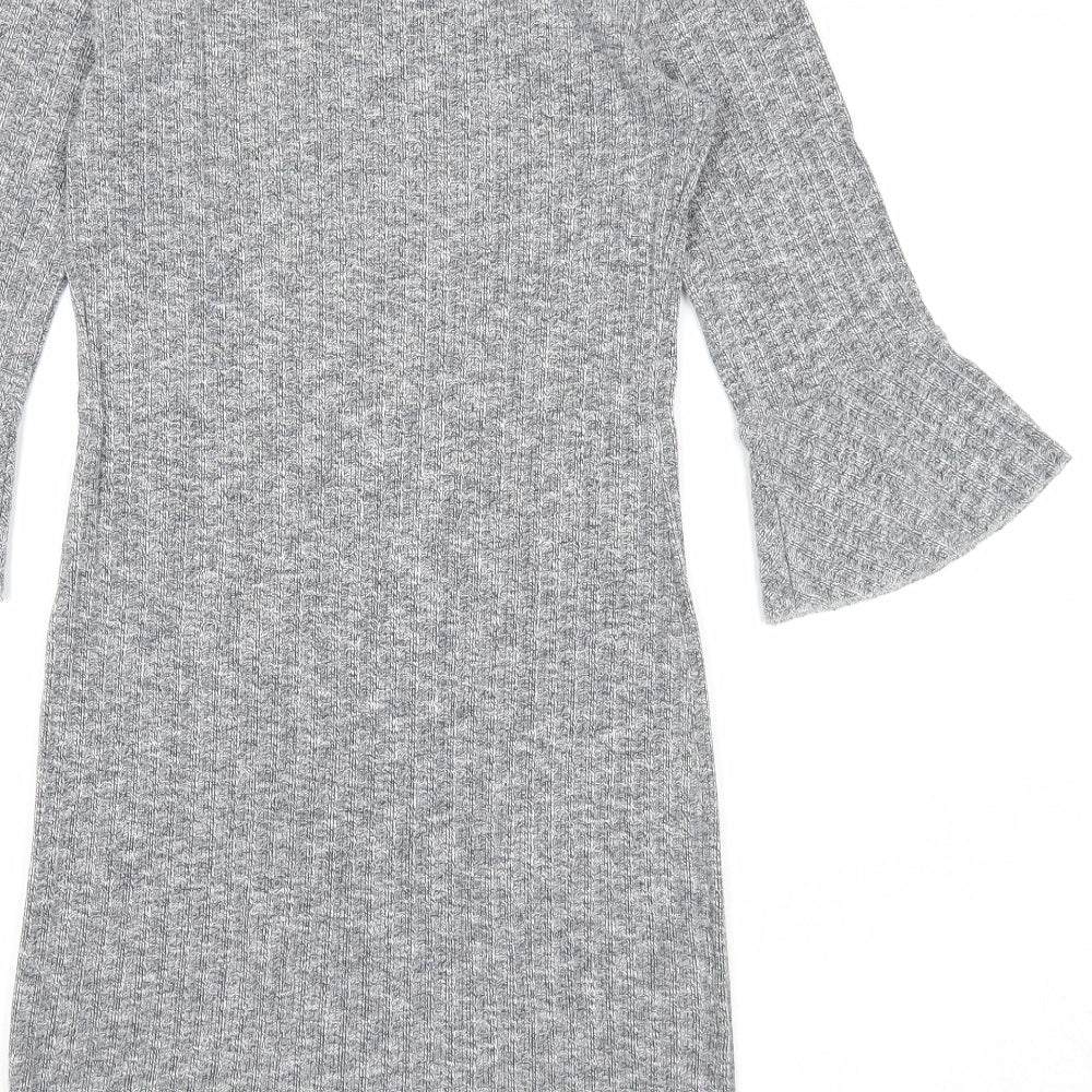 New Look Womens Grey Polyester A-Line Size 8 Round Neck Pullover