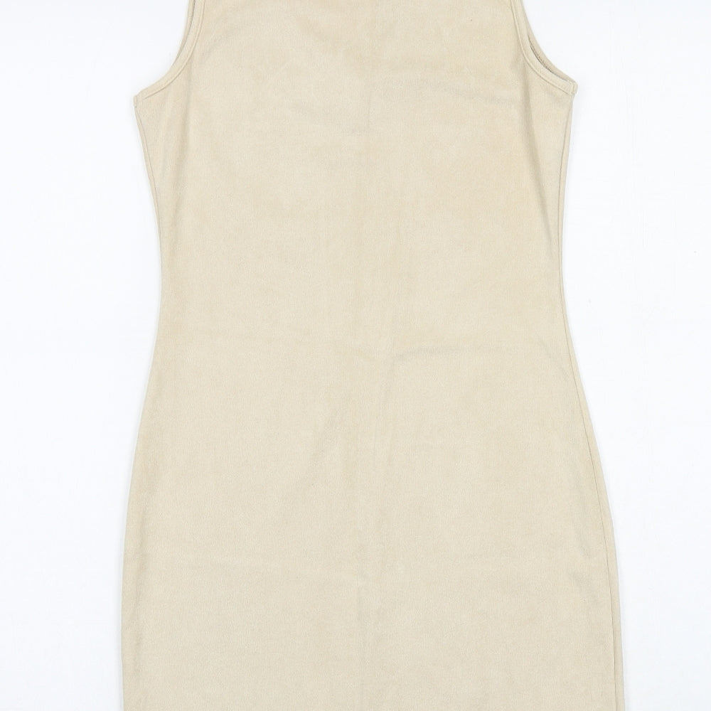 Fiona&Co Womens Beige Floral Polyester Bodycon Size S V-Neck Pullover
