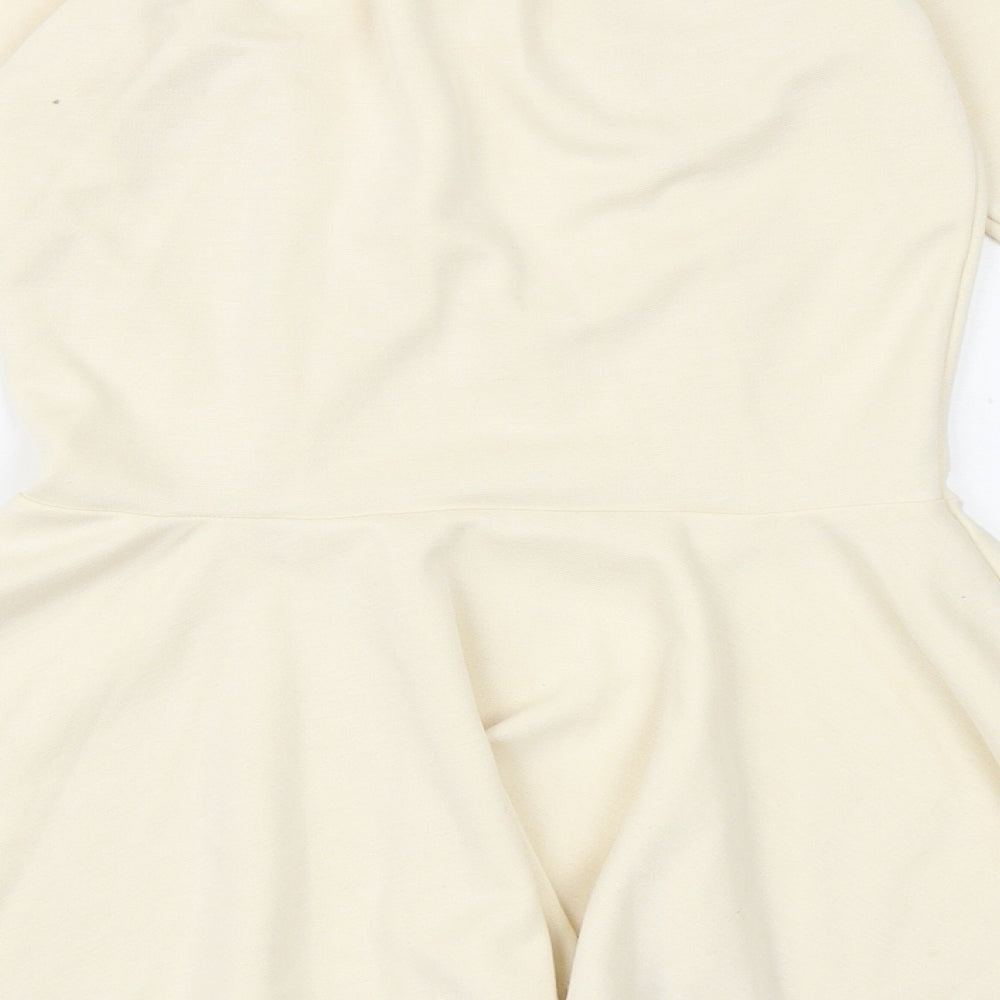Rochelle Humes Womens Ivory Viscose Basic Blouse Size 8 Round Neck