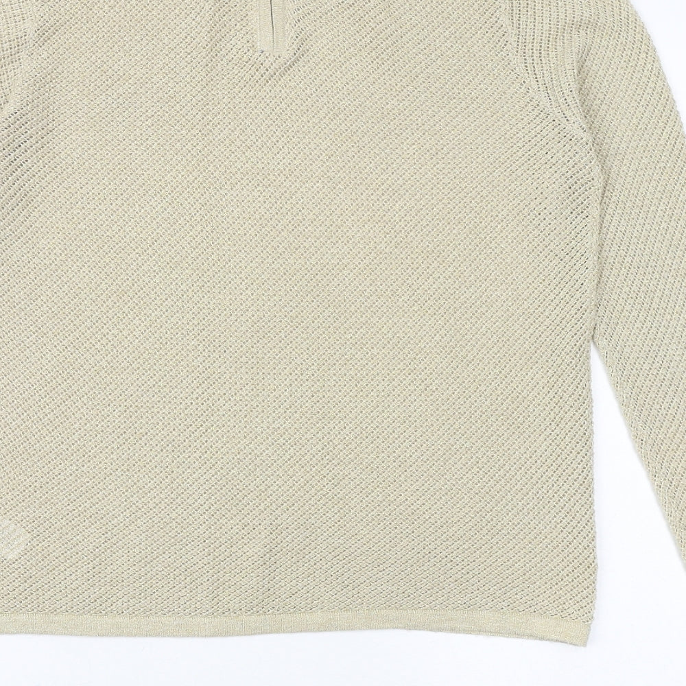 NEXT Womens Gold Round Neck Cotton Pullover Jumper Size 8