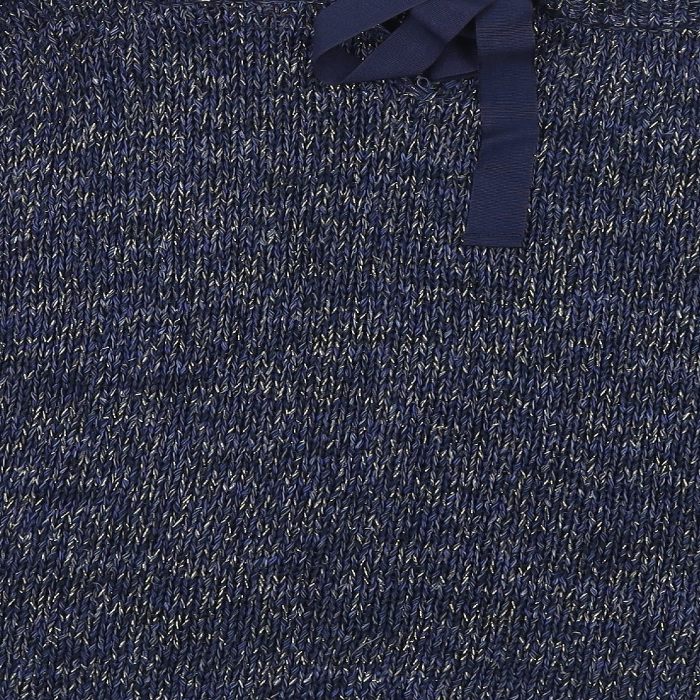 Phase Eight Womens Blue Round Neck Geometric Acrylic Pullover Jumper Size 10