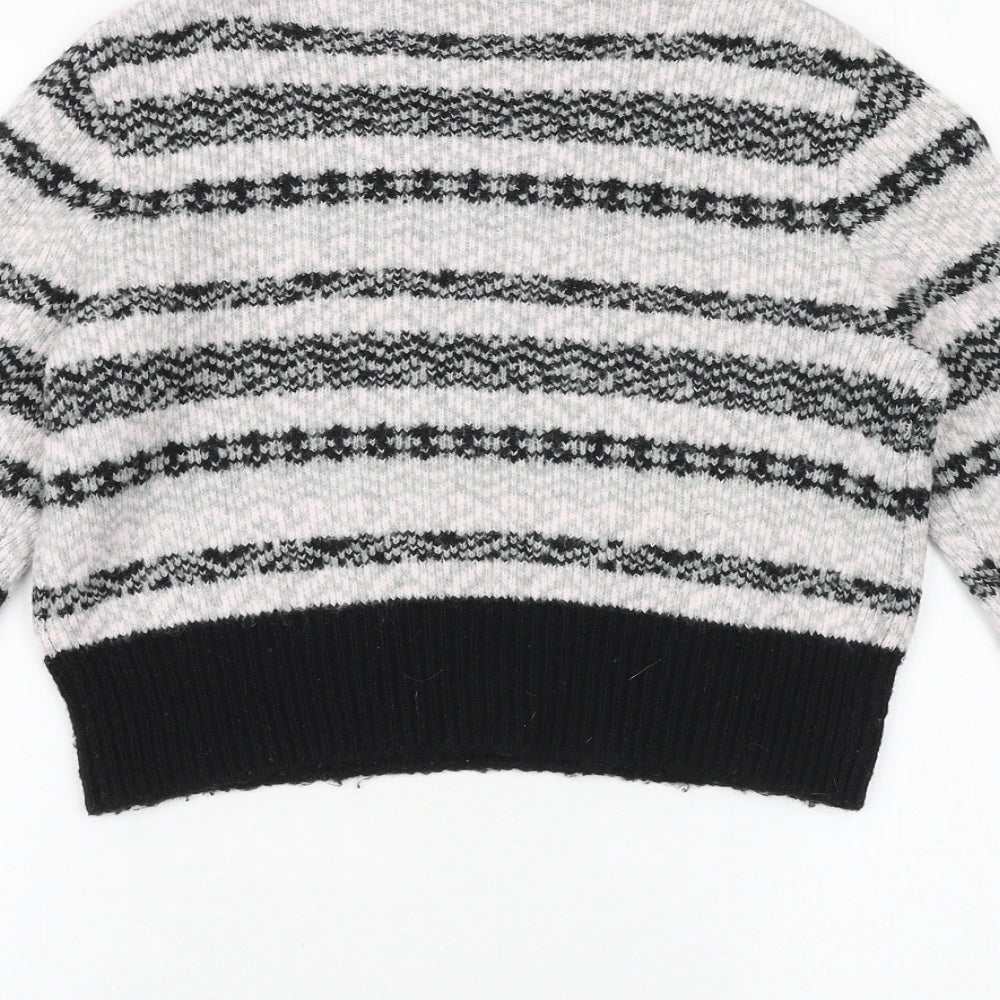 Topshop Womens Black Round Neck Fair Isle Acrylic Pullover Jumper Size 8