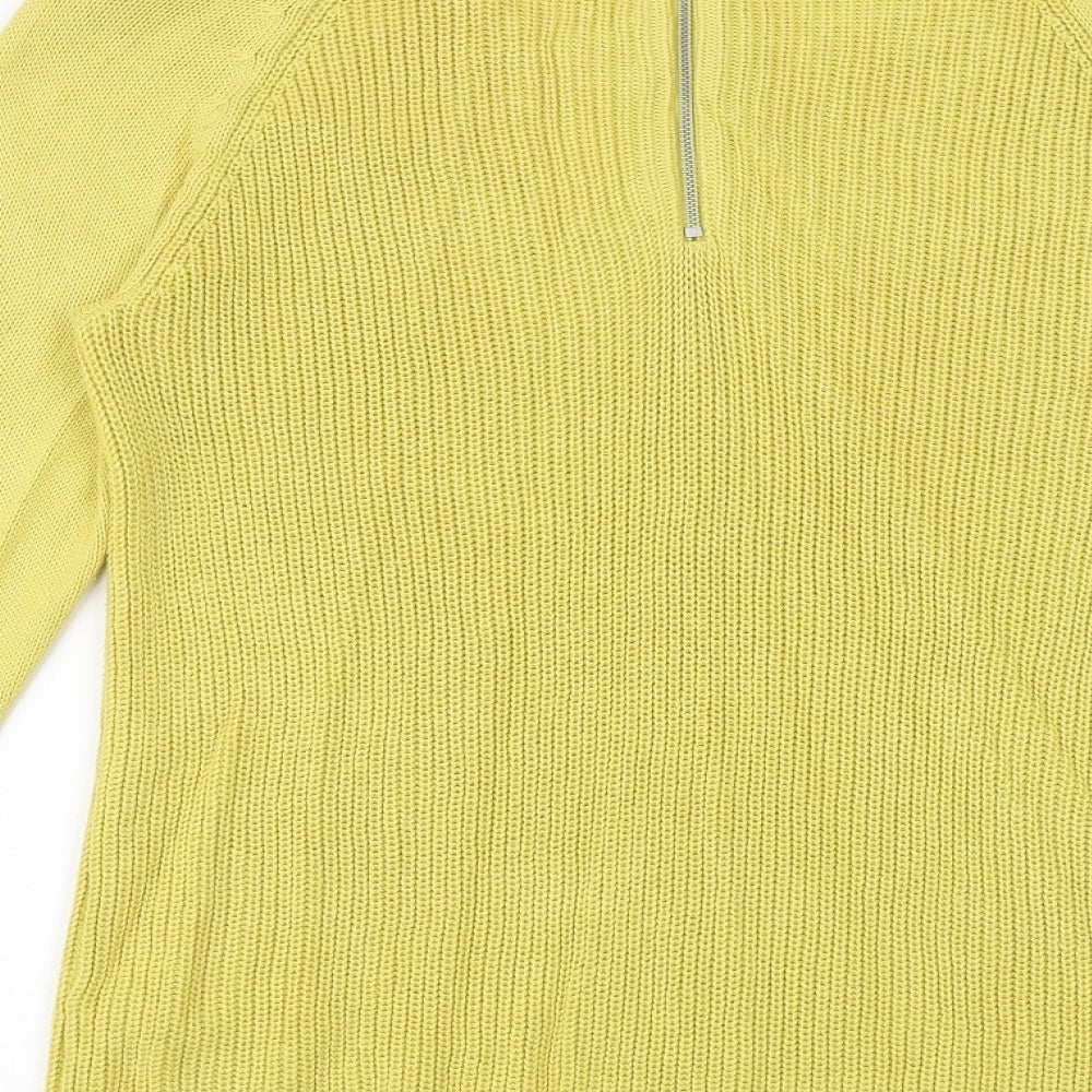 M&Co Womens Yellow Round Neck Acrylic Pullover Jumper Size 14