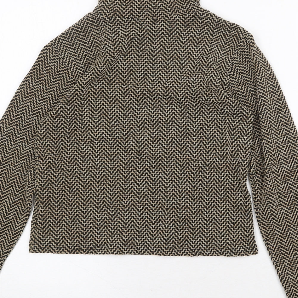 Cooperative Womens Gold Roll Neck Geometric Polyester Pullover Jumper Size XS