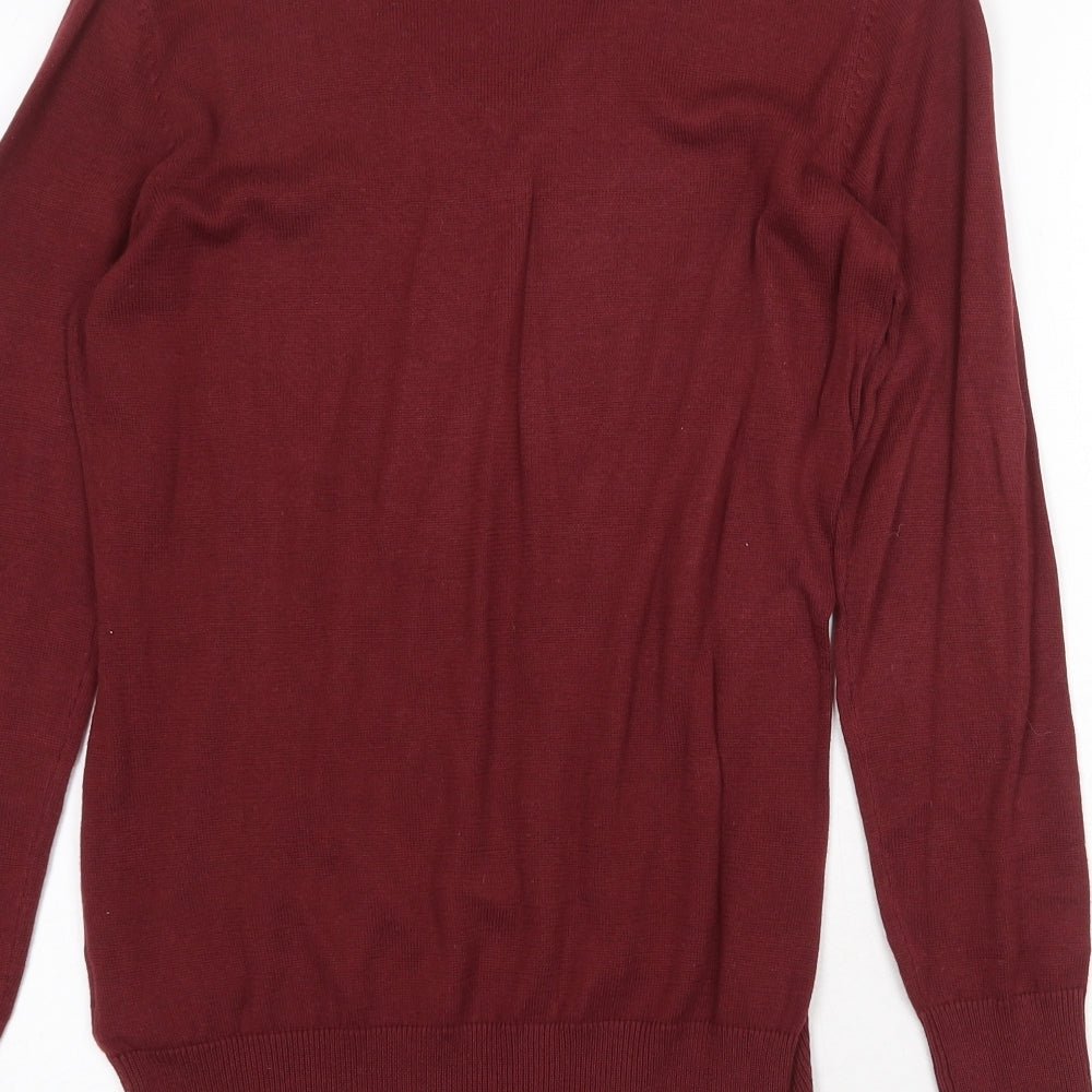 ESMARA Womens Red V-Neck Cotton Pullover Jumper Size S - Size 10-12