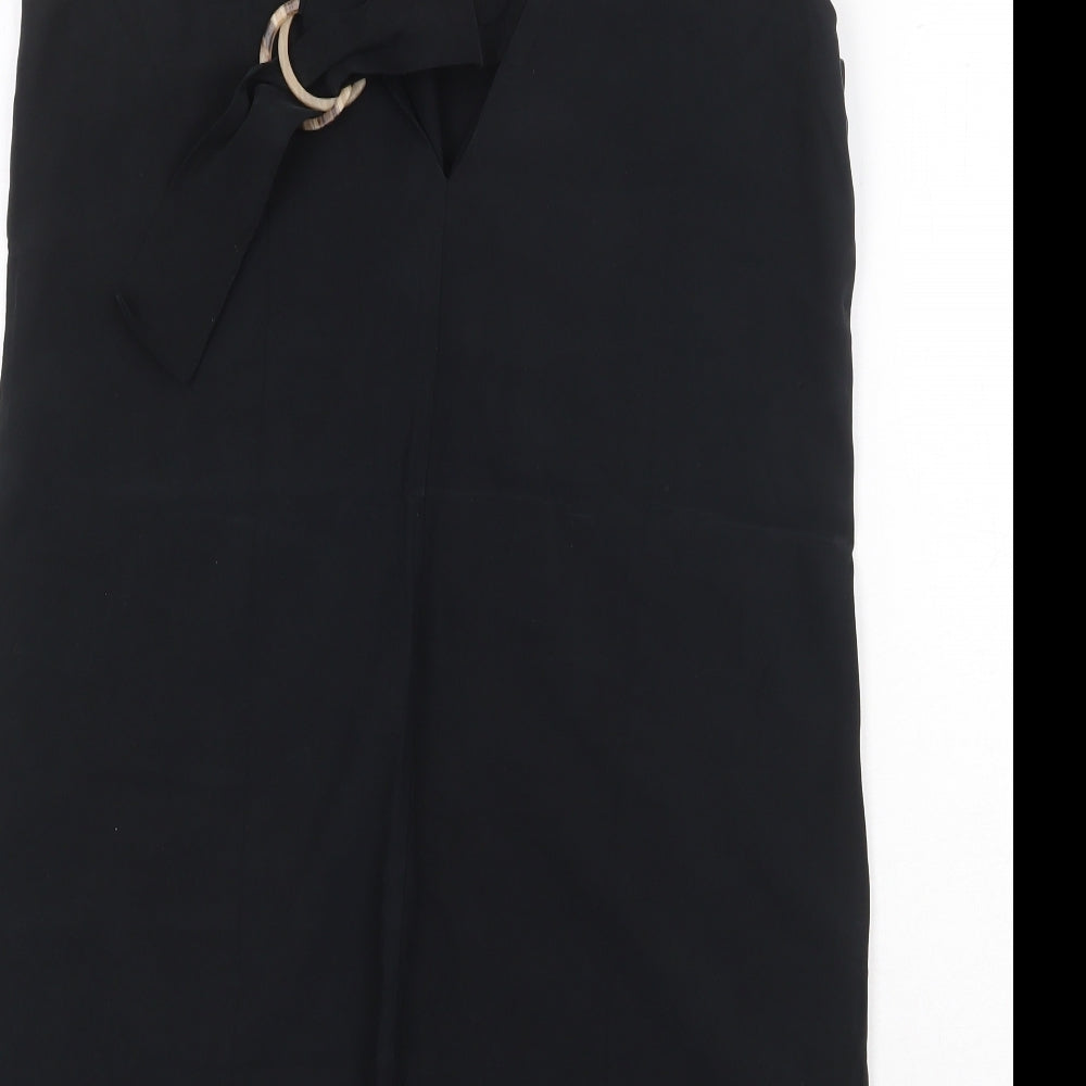 Mango Womens Black Viscose Shift Size M V-Neck Pullover