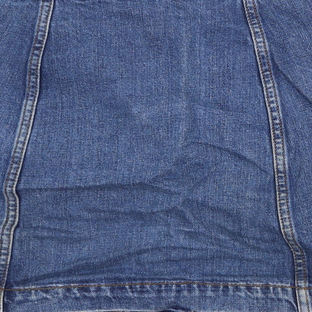 Topshop Womens Blue Cotton Mini Skirt Size 26 in Button