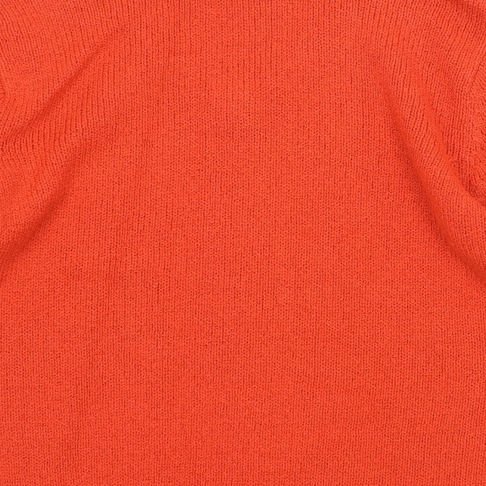 Essentials Womens Orange V-Neck Acrylic Pullover Jumper Size 14 - Size 14-16