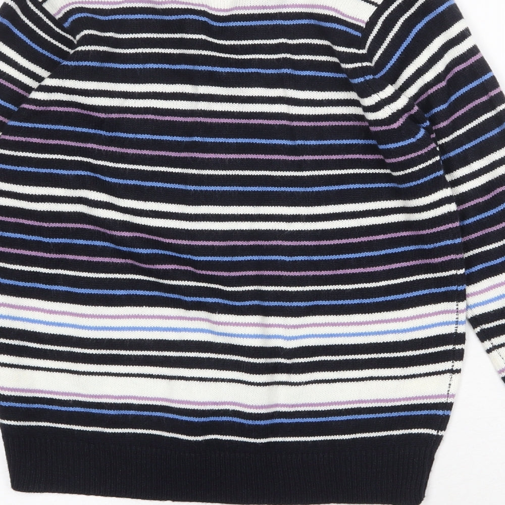 EWM Womens Multicoloured Collared Striped Acrylic Pullover Jumper Size S - Size 10-12