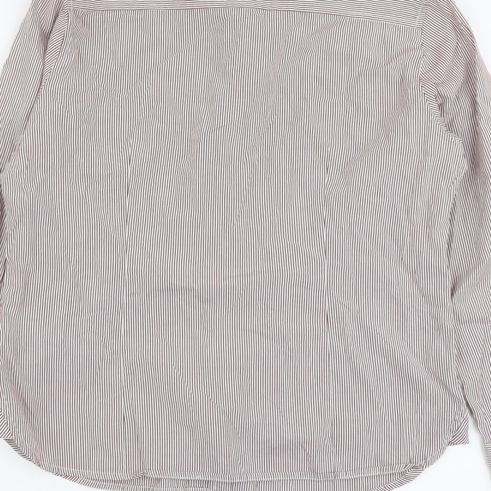 Christian Berg Womens Pink Striped Cotton Basic Button-Up Size 14 Collared