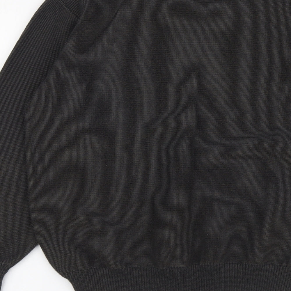 Marks & Spencer Mens Grey V-Neck Cotton Pullover Jumper Size S Long Sleeve