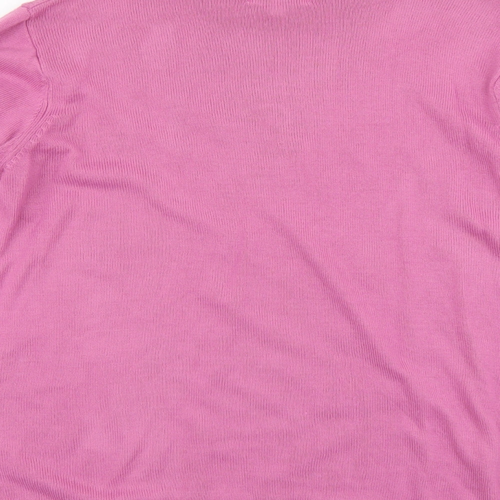 Fay Louise Womens Purple Mock Neck Floral Acrylic Pullover Jumper Size M