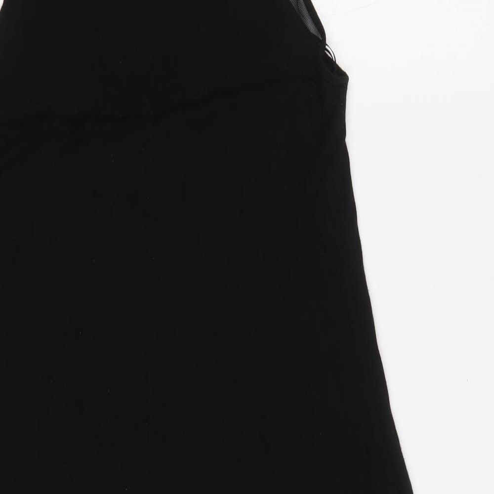 Miss Selfridge Womens Black Viscose Trapeze & Swing Size 10 Round Neck Button