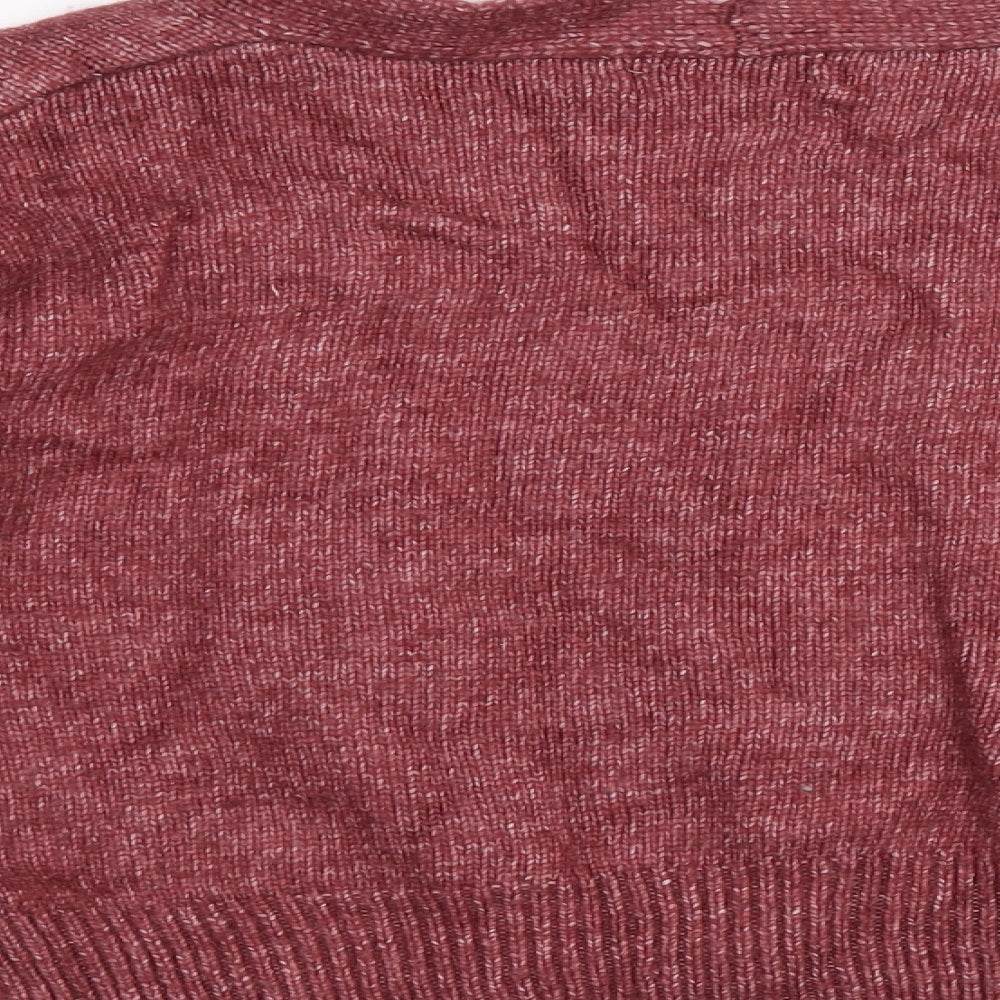 Mango Womens Red V-Neck Acrylic Pullover Jumper Size S