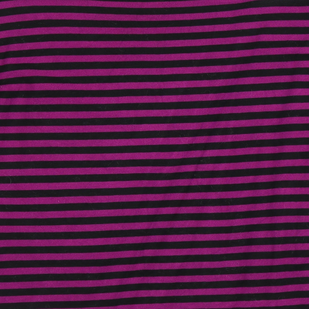 Precis Womens Purple Scoop Neck Striped Viscose Pullover Jumper Size M