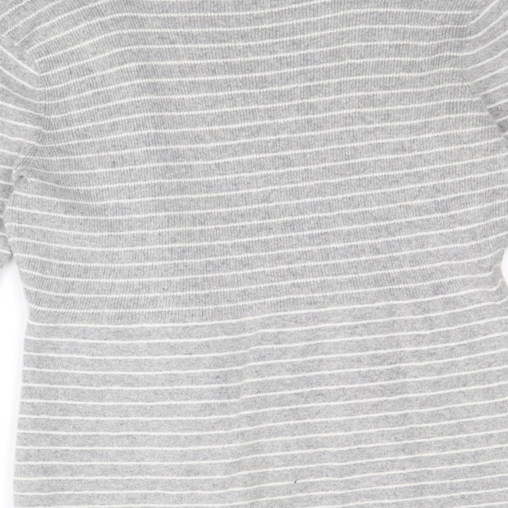 Linea Womens Grey V-Neck Striped Viscose Cardigan Jumper Size S