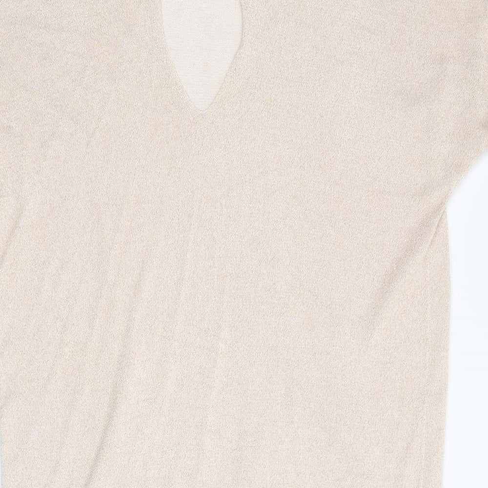 NEXT Womens Gold Round Neck Viscose Pullover Jumper Size 10