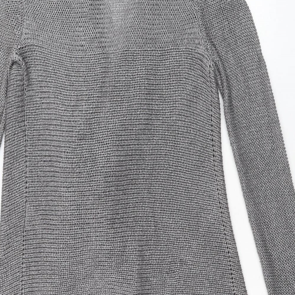 Per Una Womens Silver V-Neck Acrylic Cardigan Jumper Size S