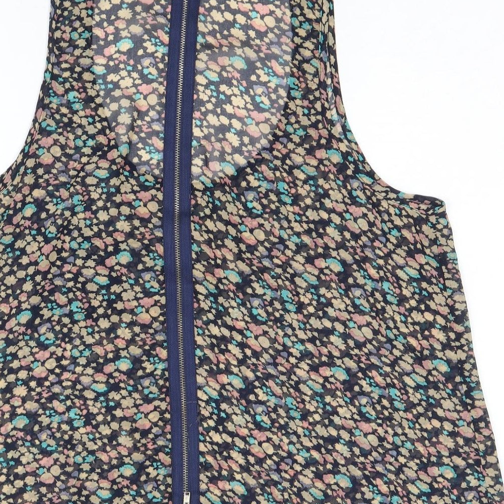 New Look Womens Multicoloured Geometric Polyester Basic Tank Size S Scoop Neck