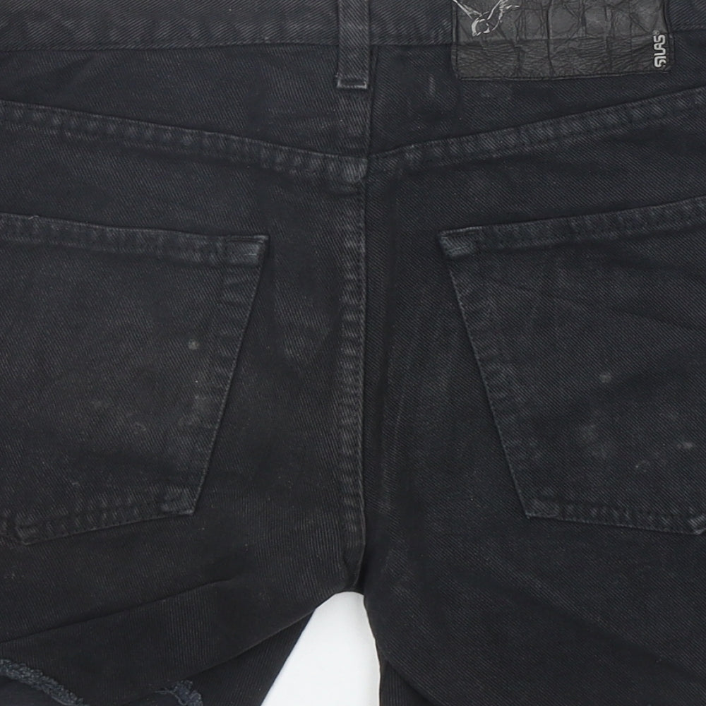 Preworn Womens Black Cotton Cut-Off Shorts Size S Regular Zip