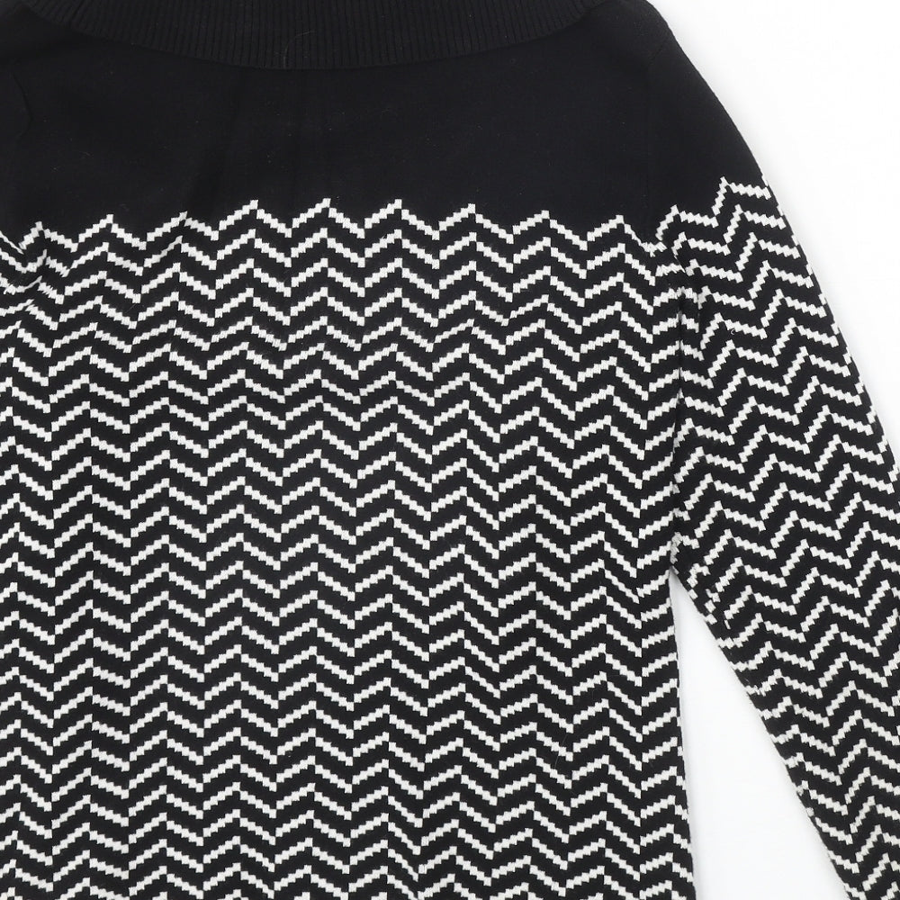 Precis Womens Black Roll Neck Geometric Viscose Pullover Jumper Size M