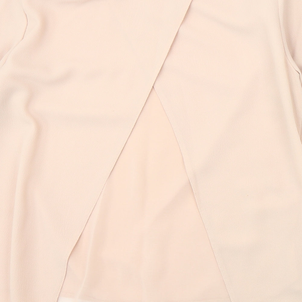 New Look Womens Pink Polyester Basic Blouse Size 10 Round Neck