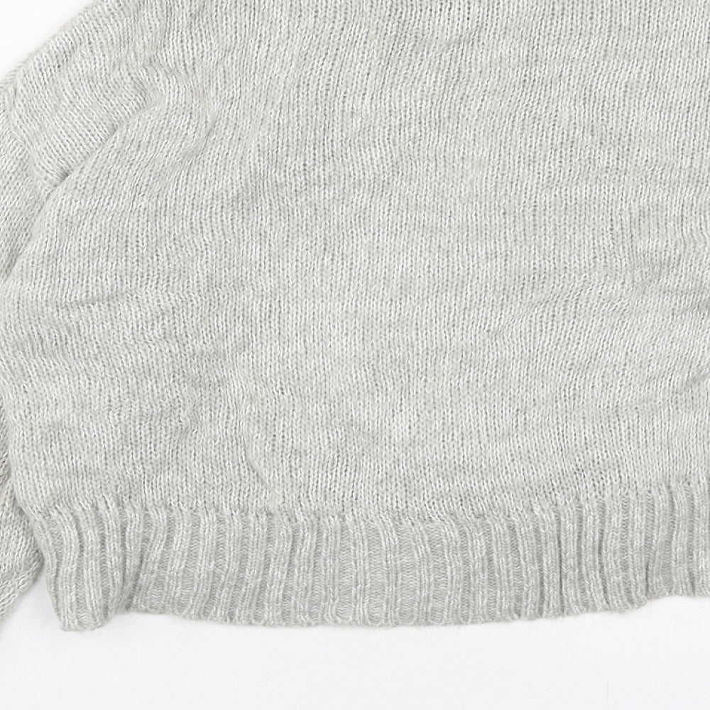 New Look Womens Grey Round Neck Acrylic Pullover Jumper Size S