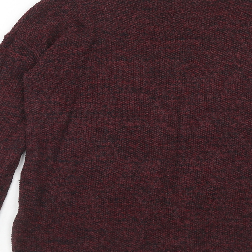 H&M Womens Red V-Neck Cotton Pullover Jumper Size S