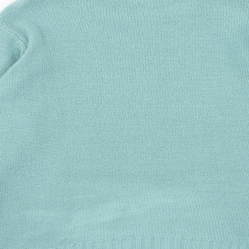 AFIBEL Womens Blue Round Neck Geometric Acrylic Pullover Jumper Size 14