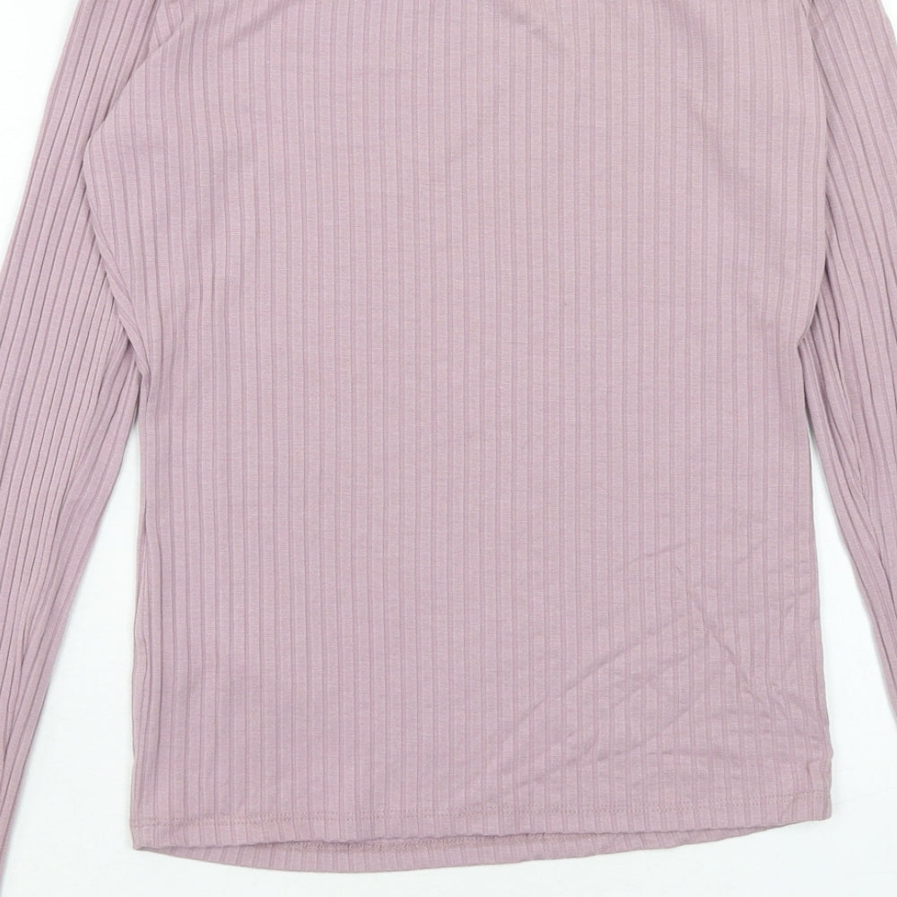 ASOS Womens Purple Viscose Basic T-Shirt Size 12 Off the Shoulder