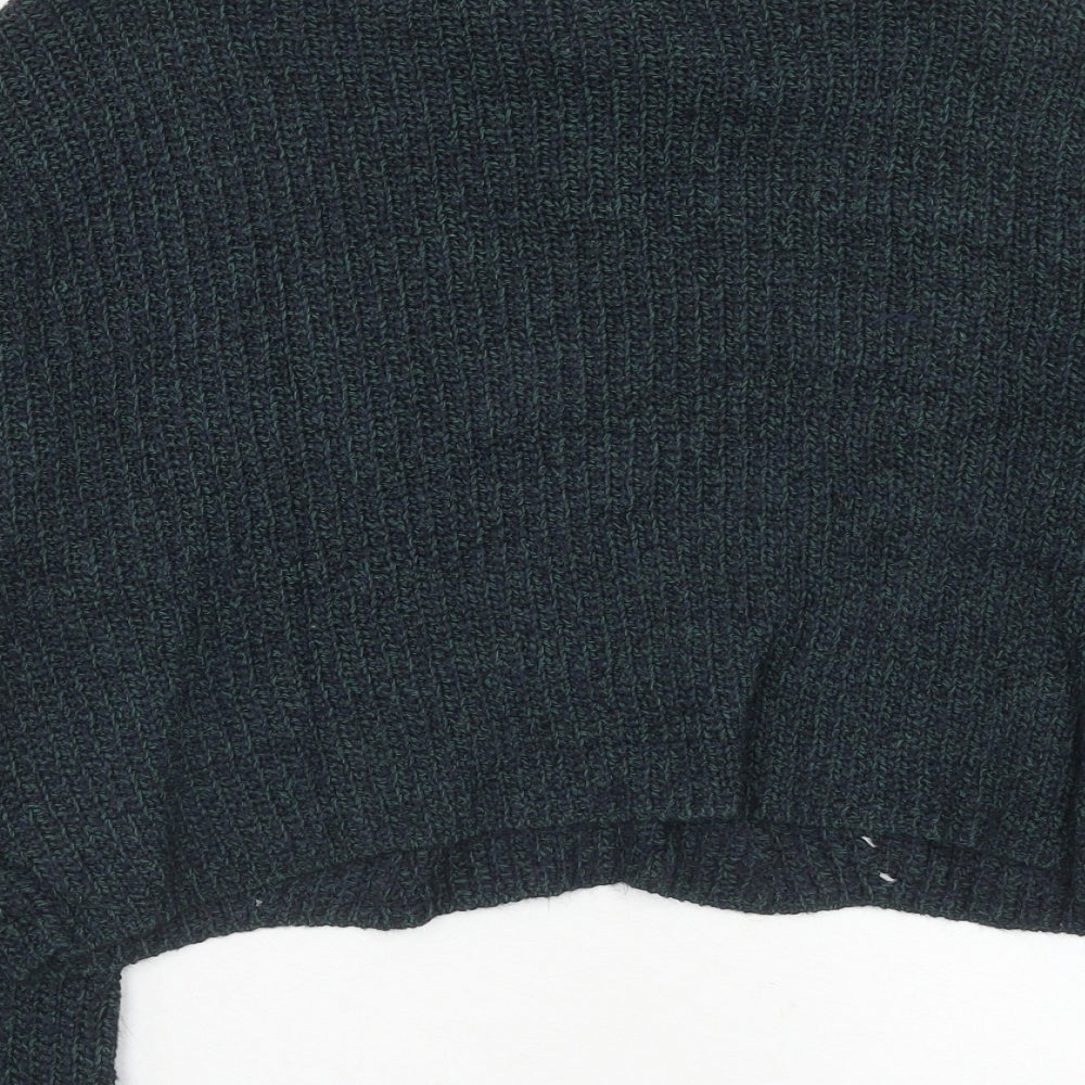 Alya Womens Green Round Neck Acrylic Pullover Jumper Size M