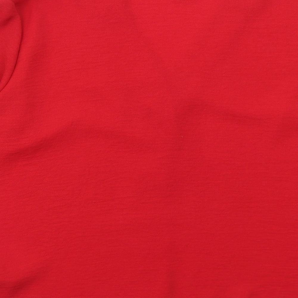 New Look Womens Red Polyester Basic Blouse Size 14 V-Neck