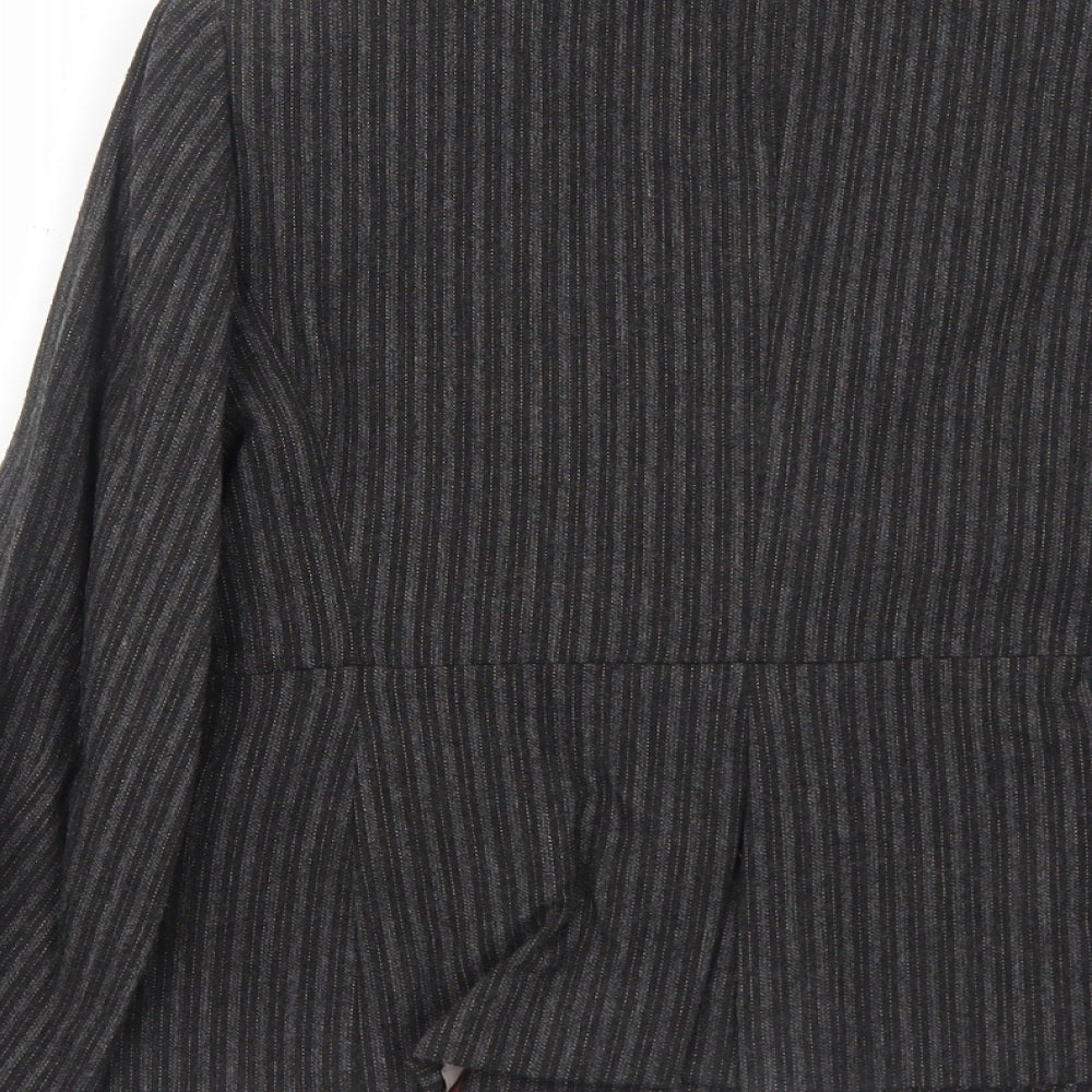 Zara Womens Grey Striped Viscose Jacket Suit Jacket Size S