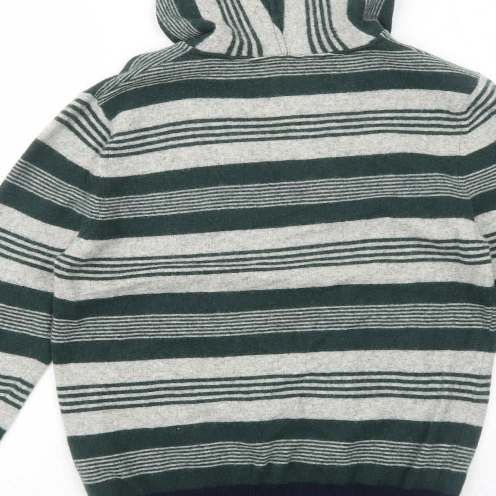 Sisley Womens Green Striped Polyamide Pullover Hoodie Size M Pullover