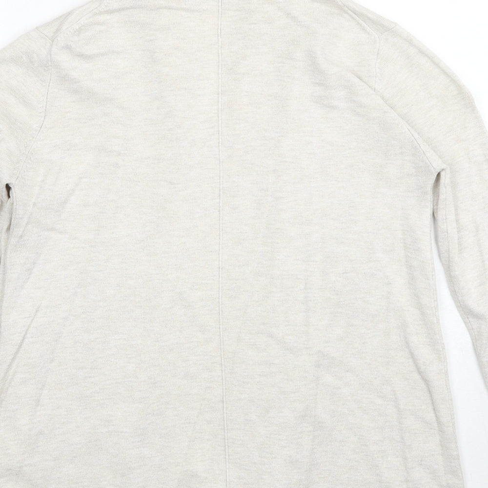 Zara Womens Beige V-Neck Acrylic Cardigan Jumper Size S