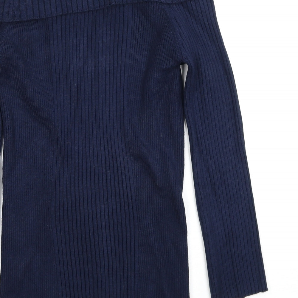Verve Ami Womens Blue Boat Neck Viscose Pullover Jumper Size M