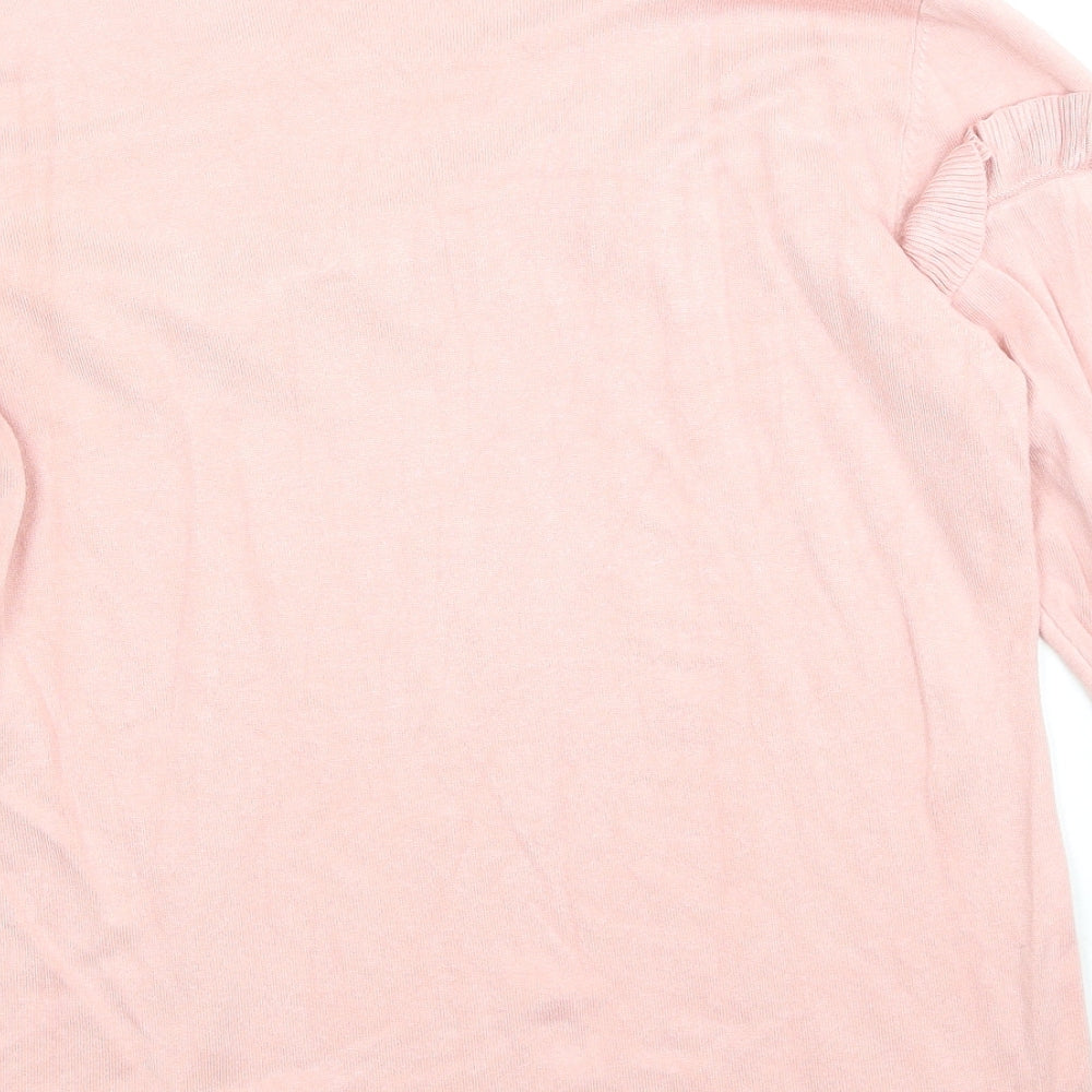 Stock Shop Womens Pink Scoop Neck Viscose Pullover Jumper Size L