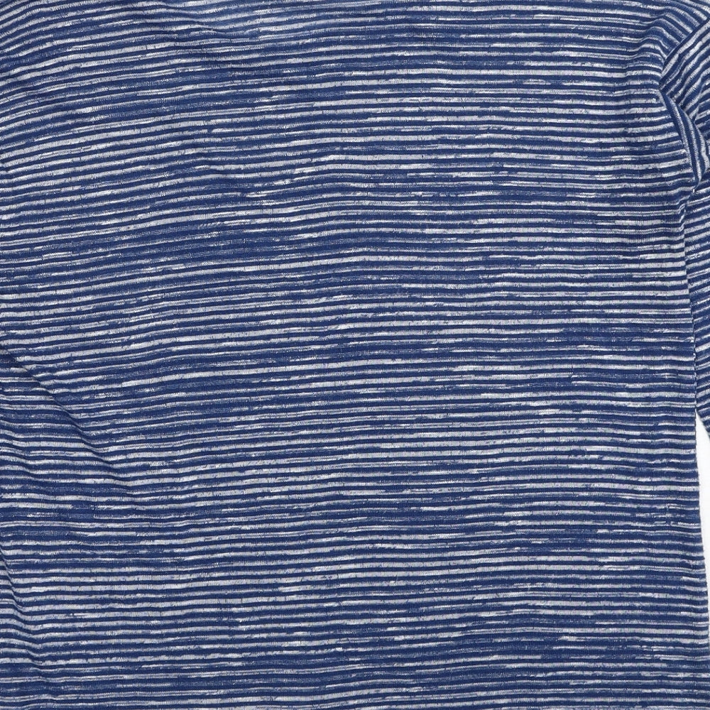 F&F Womens Blue Scoop Neck Striped Polyester Pullover Jumper Size 8